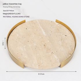Natural Marble Round Metal Frame Tray Desktop Storage Display Plate