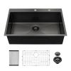 33x22 inch Kitchen Sink Drop In Gunmetal Black 16 Gauge Stainless Steel 33" Single Bowl Topmount Kitchen Sink Basin