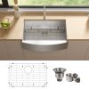 TECASA Farmhouse Sink 33 inches Stainless Steel Apron Sinks 16 Gauge for Kitchen Front Rounded 10 inch Deep Single Bowl Kitchen Sink with Accessories