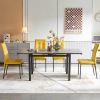 5-Piece Slate Dining Table Dining Set Including Yellow Velvet High Back Black Color Legs for Living Room,Dining Room,Kitchen
