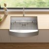 TECASA Farmhouse Sink 30 inches Stainless Steel Apron Sinks 16 Gauge for Kitchen Front Rounded 10 inch Deep Single Bowl Kitchen Sink with Accessories