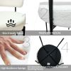 5 Pieces 31.5-Inch round dining table set for 4 and 4 pieces Upholstered Chairs for Four Person, MDF Table-top, Off White Faux Fur with White table Le