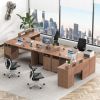 WASAGUN Wooden L Shaped Desk with Storage, 60 Inch L Shape Wood Computer Desks with USB Charging Port and Power Outlet, Large 2 Person Wood L Shape De