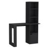 Office Desk Aragon with Four-Tier Bookcase and Lower Cabinet, Black Wengue Finish