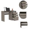 Dublin Three Drawer Computer Desk; One Shelf -Light Gray
