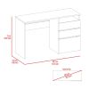 Dublin Three Drawer Computer Desk; One Shelf -Light Gray