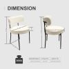 5 Pieces 31.5-Inch round dining table set for 4 and 4 pieces Upholstered Chairs for Four Person, MDF Table-top, Off White Faux Fur with White table Le