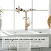 Brushed Gold Kitchen waterfall faucet with pull down sprayer, single handle kitchen sink faucet with pull out sprayer, 360° rotating kitchen faucet