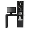 Office Desk Aragon with Four-Tier Bookcase and Lower Cabinet, Black Wengue Finish