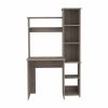 Marston 6-Shelf Writing Desk with Built-in Bookcase Light Grey