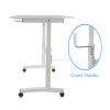 Atlantic Sit Stand Desk with Casters - White (Height Adjustable) with side crank (switchable either side, left or right side crank)