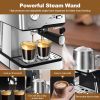 Geek Chef Espresso Machine,Espresso and Cappuccino latte Maker 20 Bar Pump Coffee pressure gauge&Milk Frother Steam Wand,stainless steel,1.5L Water ,C