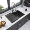 33x22 inch Kitchen Sink Drop In Gunmetal Black 16 Gauge Stainless Steel 33" Single Bowl Topmount Kitchen Sink Basin