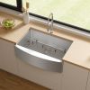 TECASA Farmhouse Sink 33 inches Stainless Steel Apron Sinks 16 Gauge for Kitchen Front Rounded 10 inch Deep Single Bowl Kitchen Sink with Accessories
