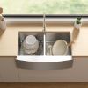 TECASA Farmhouse Double Bowl 50/50 Sink 33 inches Stainless Steel Apron Sinks 16 Gauge for Kitchen Front Rounded 10 inch Deep Single Bowl Kitchen Sink