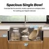 TECASA Farmhouse Sink 33 inches Stainless Steel Apron Sinks 16 Gauge for Kitchen Front Rounded 10 inch Deep Single Bowl Kitchen Sink with Accessories