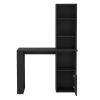 Office Desk Aragon with Four-Tier Bookcase and Lower Cabinet, Black Wengue Finish