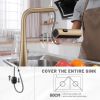 Brushed Gold Waterfall Kitchen Faucet with Temperature Display, Single Handle Kitchen Faucet with Pull Down Sprayer, Modern Kitchen Sink Faucet, Three