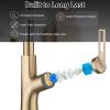 Brushed Gold Kitchen waterfall faucet with pull down sprayer, single handle kitchen sink faucet with pull out sprayer, 360° rotating kitchen faucet