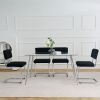 Modern simple light luxury dining chair Black chair Family bedroom stool back Dressing chair Student chair Metal legs (silver) Bow chair (set of 4)