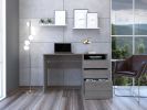 Dublin Three Drawer Computer Desk; One Shelf -Light Gray